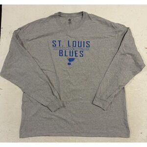 NHL‎ St Louis Blues Long Sleeve Shirt Mens 3XL Spellout Gray Hockey
